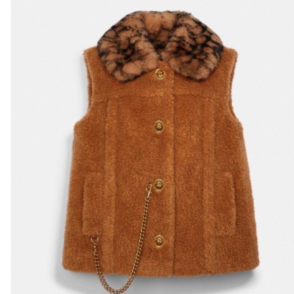 Coach X Jennifer Lopez Sherpa Signature Vest